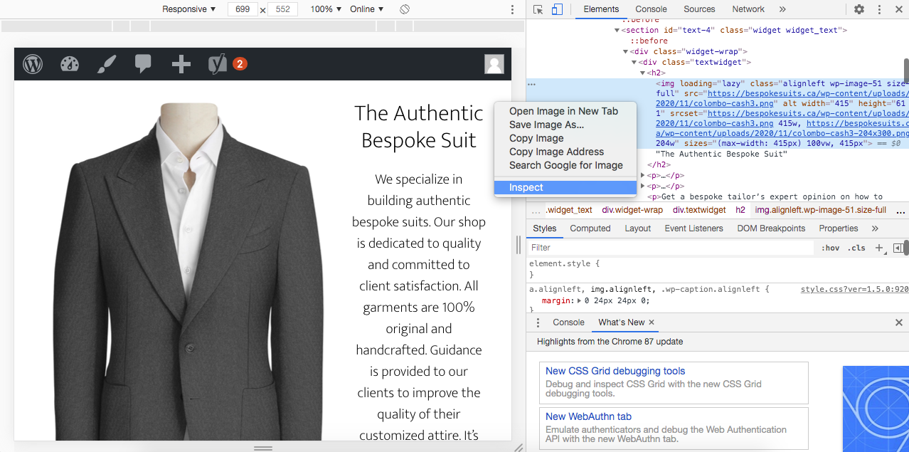 outils de développement chrome