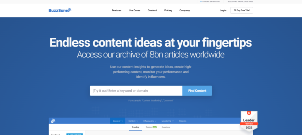 ภาพหน้าจอของ Buzzsumo