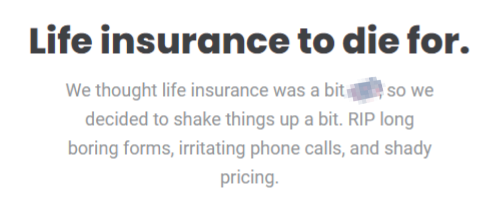 สกรีนช็อตของการส่งข้อความแบรนด์ Deadhappy Life Insurance