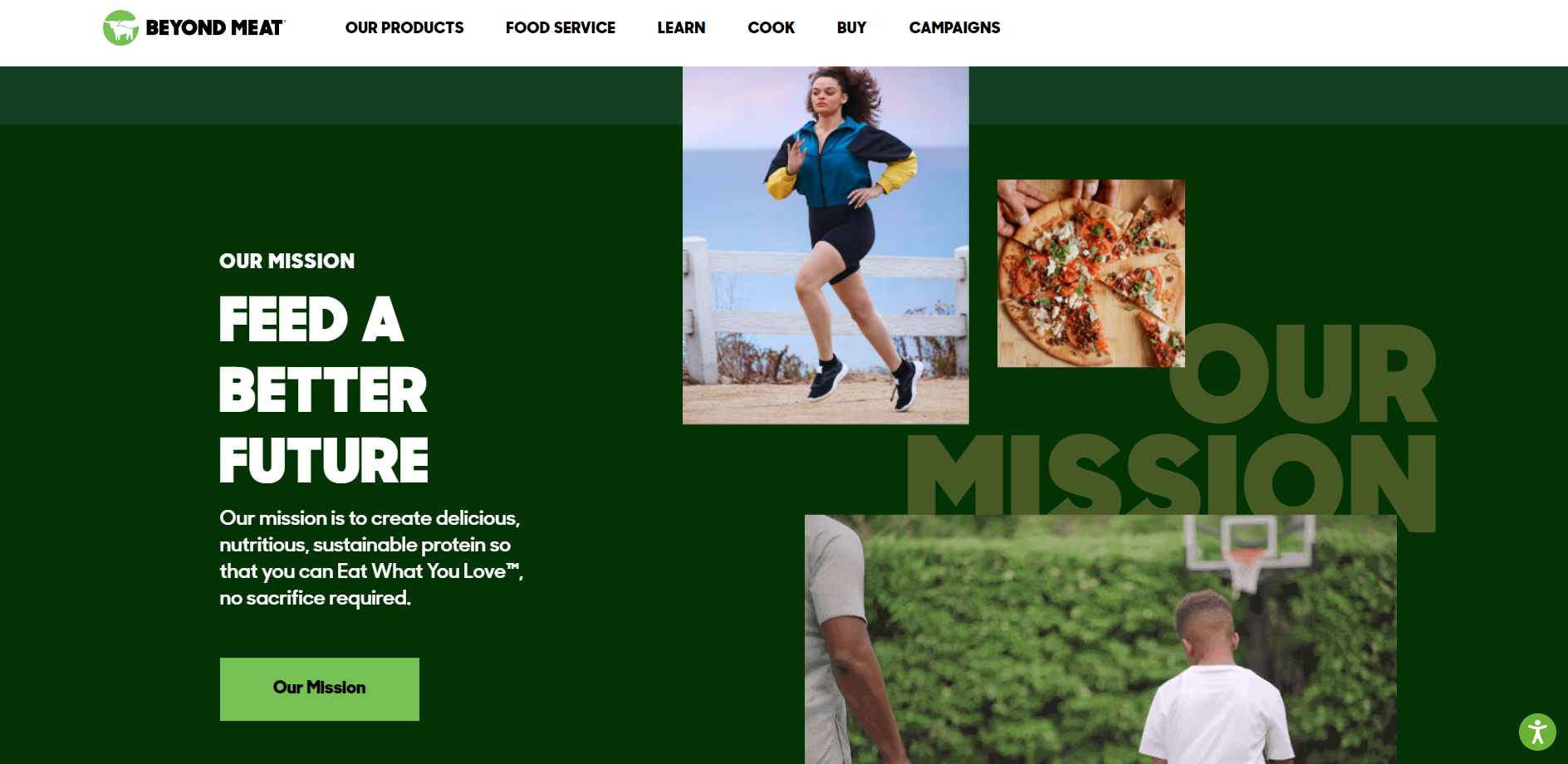 สกรีนช็อตของเว็บไซต์และข้อความของแบรนด์ Beyond Meat
