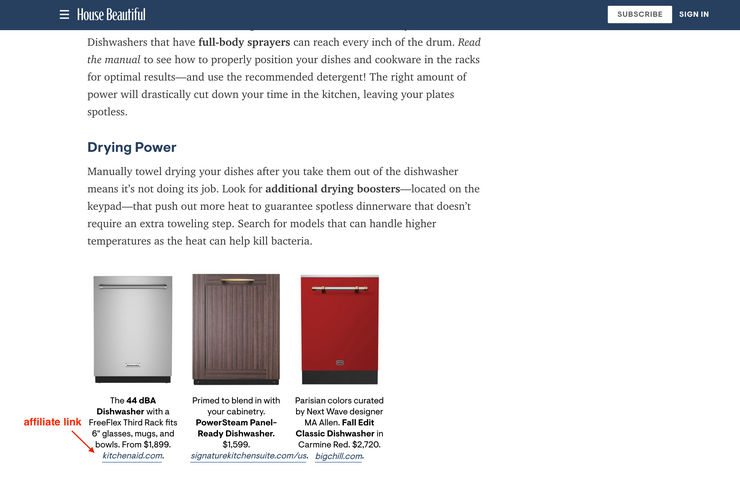 帶有附屬鏈接的內容