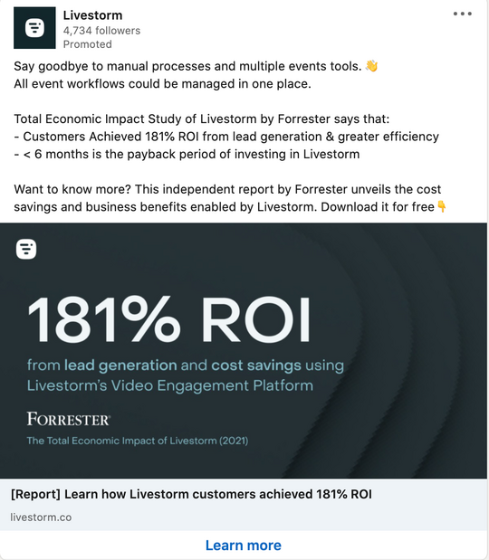 Livestorm的LinkedIn廣告