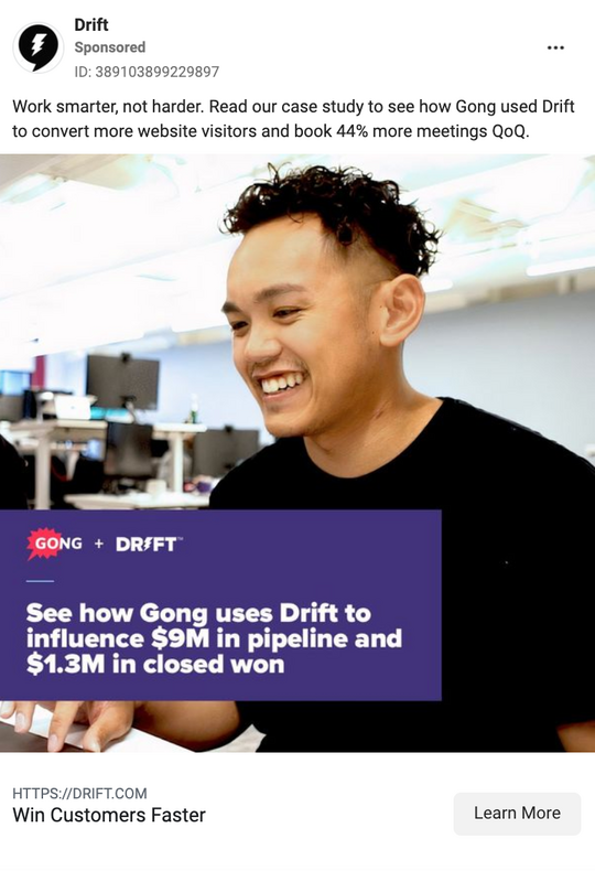 Drift 的 Facebook 廣告