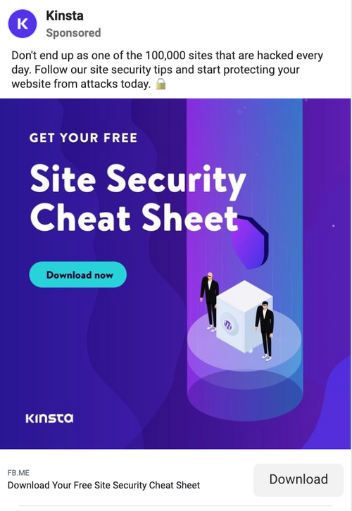 Kinsta 的 Facebook 廣告