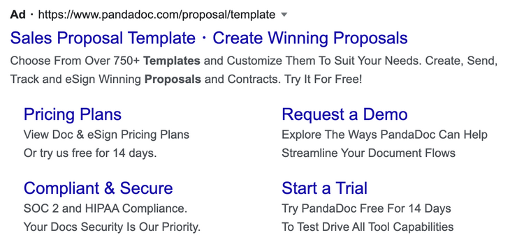 PandaDoc 的谷歌廣告