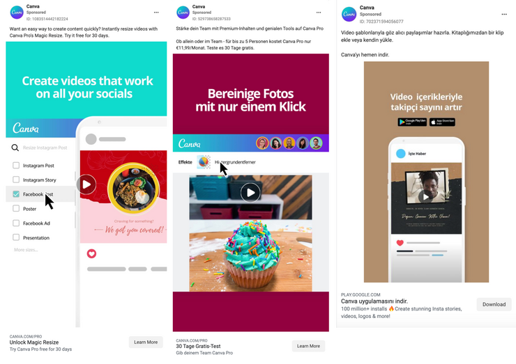Canva 的 Facebook 廣告