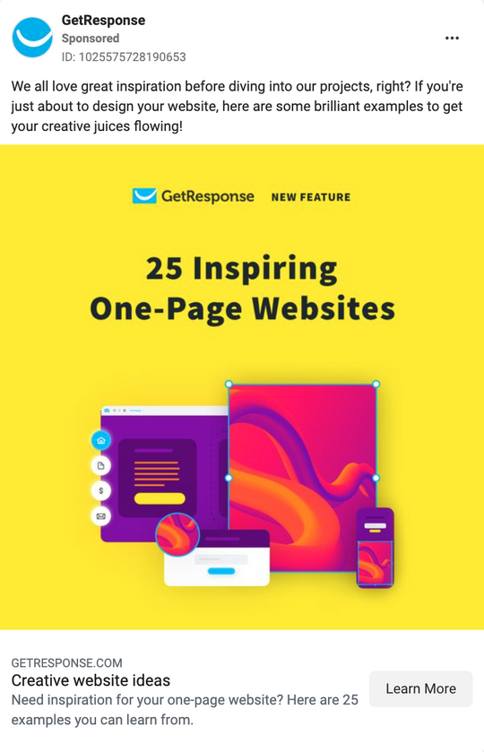 GetResponse 的 Facebook 廣告