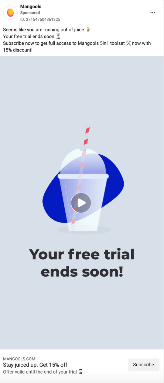 Mangools 的 Facebook 廣告