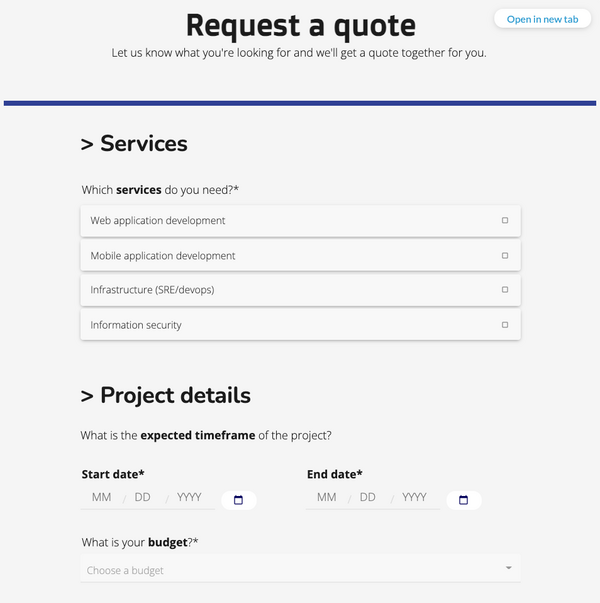Exemple de formulaire de capture de leads