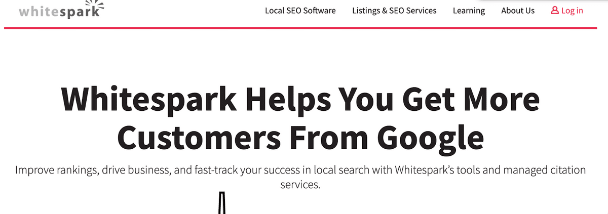 الصفحة الرئيسية لـ Whitespark