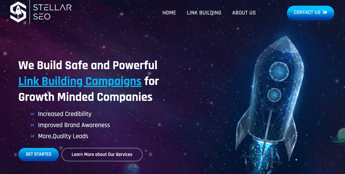 الصفحة الرئيسية لـ Stellar SEO