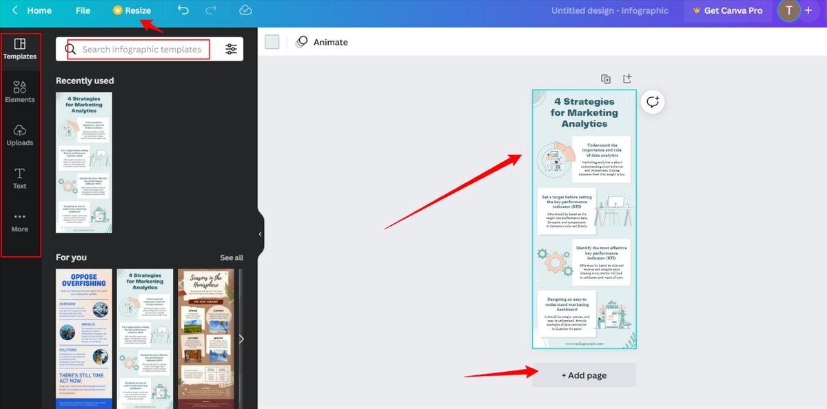 สกรีนช็อตของอินเทอร์เฟซผู้ใช้ของ Canva ที่แสดงฟังก์ชันการลากและวาง