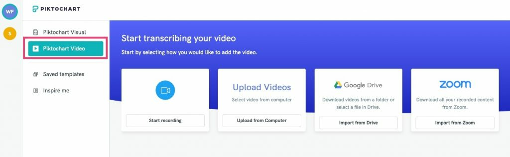 Dashboard video Piktochart