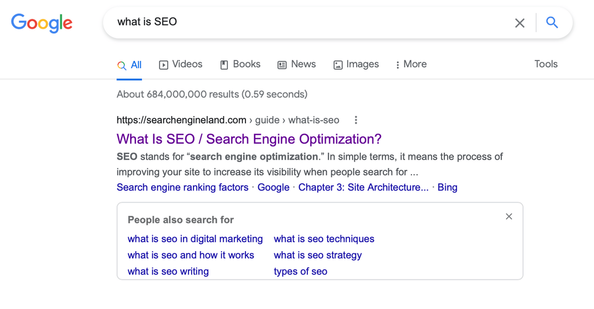 SEO arama sonuçları