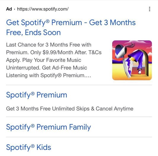 Spotfiy pubblicità di Google Spotify Premium