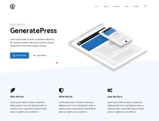Captura de pantalla del tema GeneratePress para WordPress