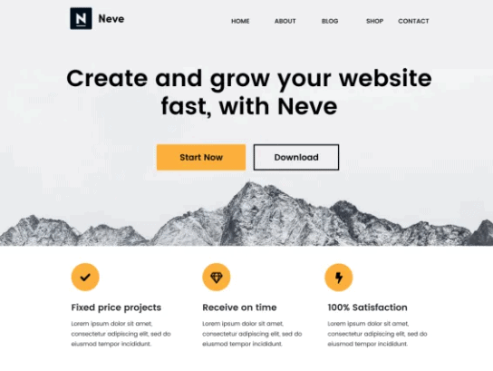 Captura de pantalla del tema Neve para sitios web de WordPress