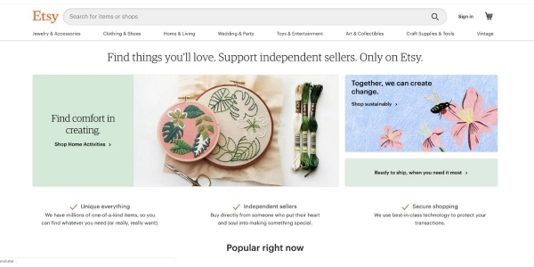 Situs web Etsy