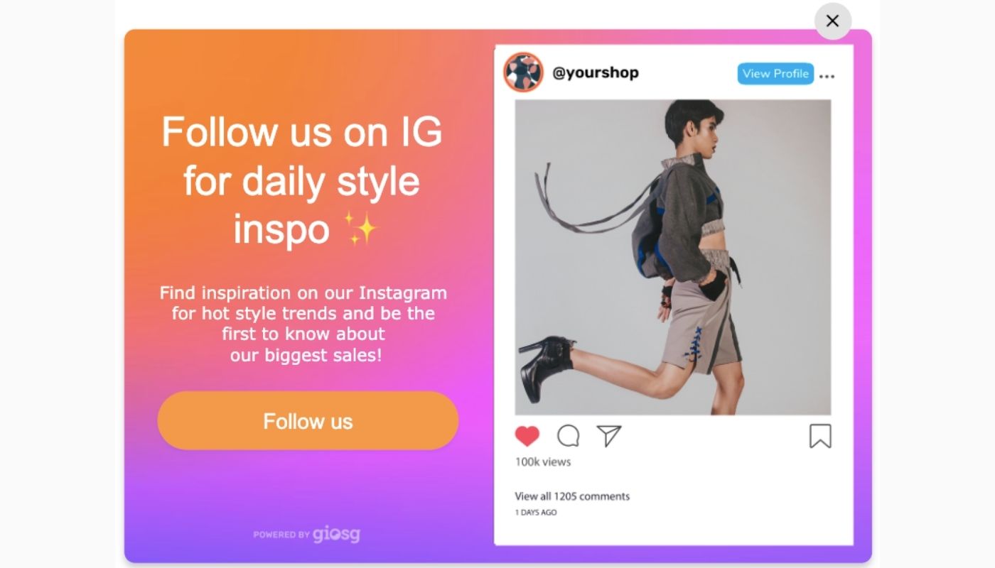 Instagram 弹出窗口