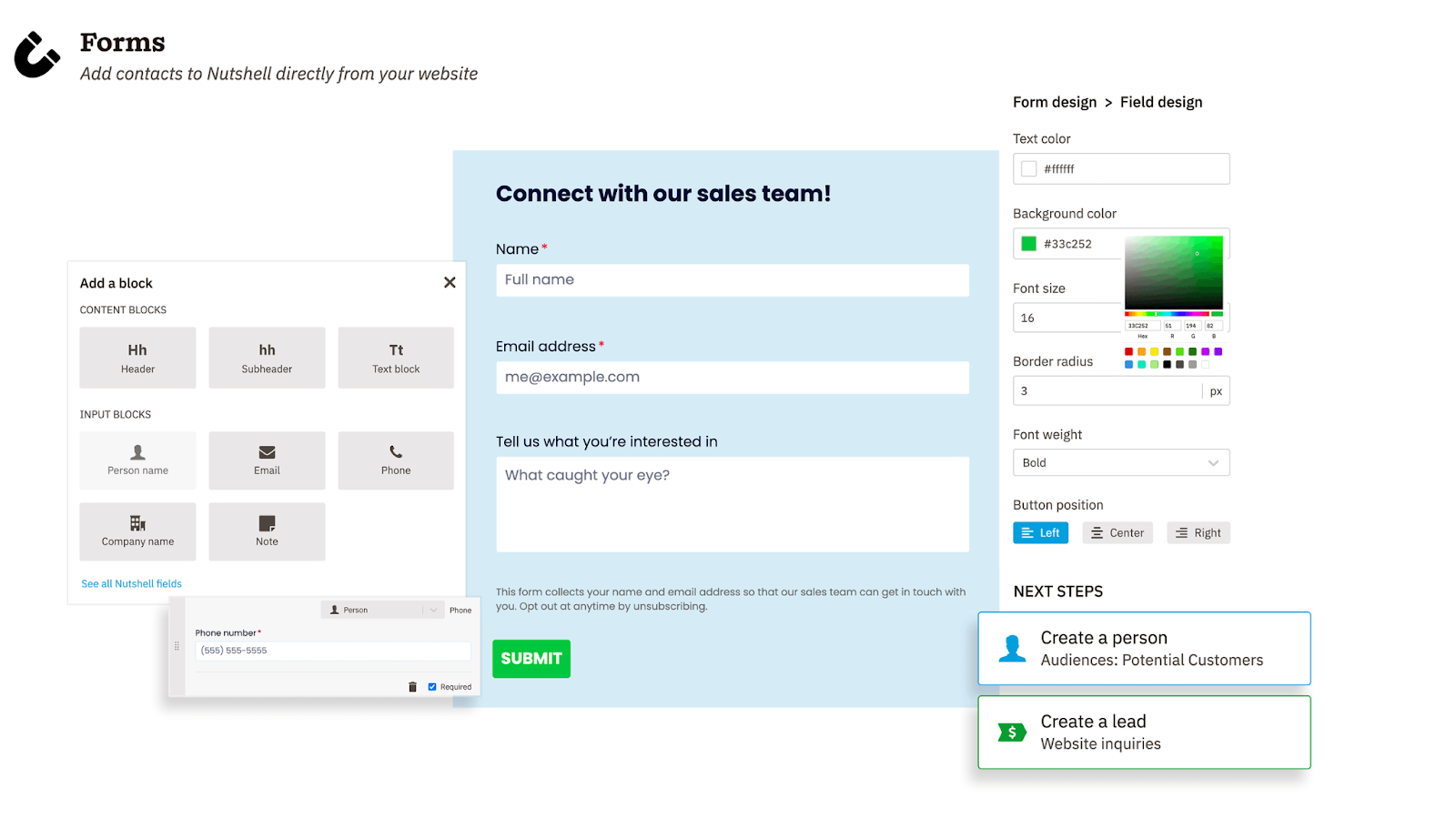 Nutshell의 새로운 기본 웹 양식 도구! 양식 작성기가 있는 CRM 웹 양식이 있는 CRM