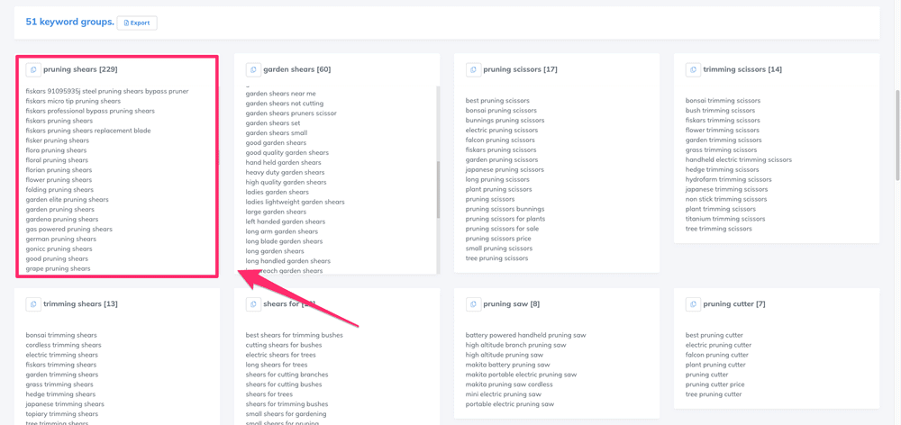 how to crate a keyword group