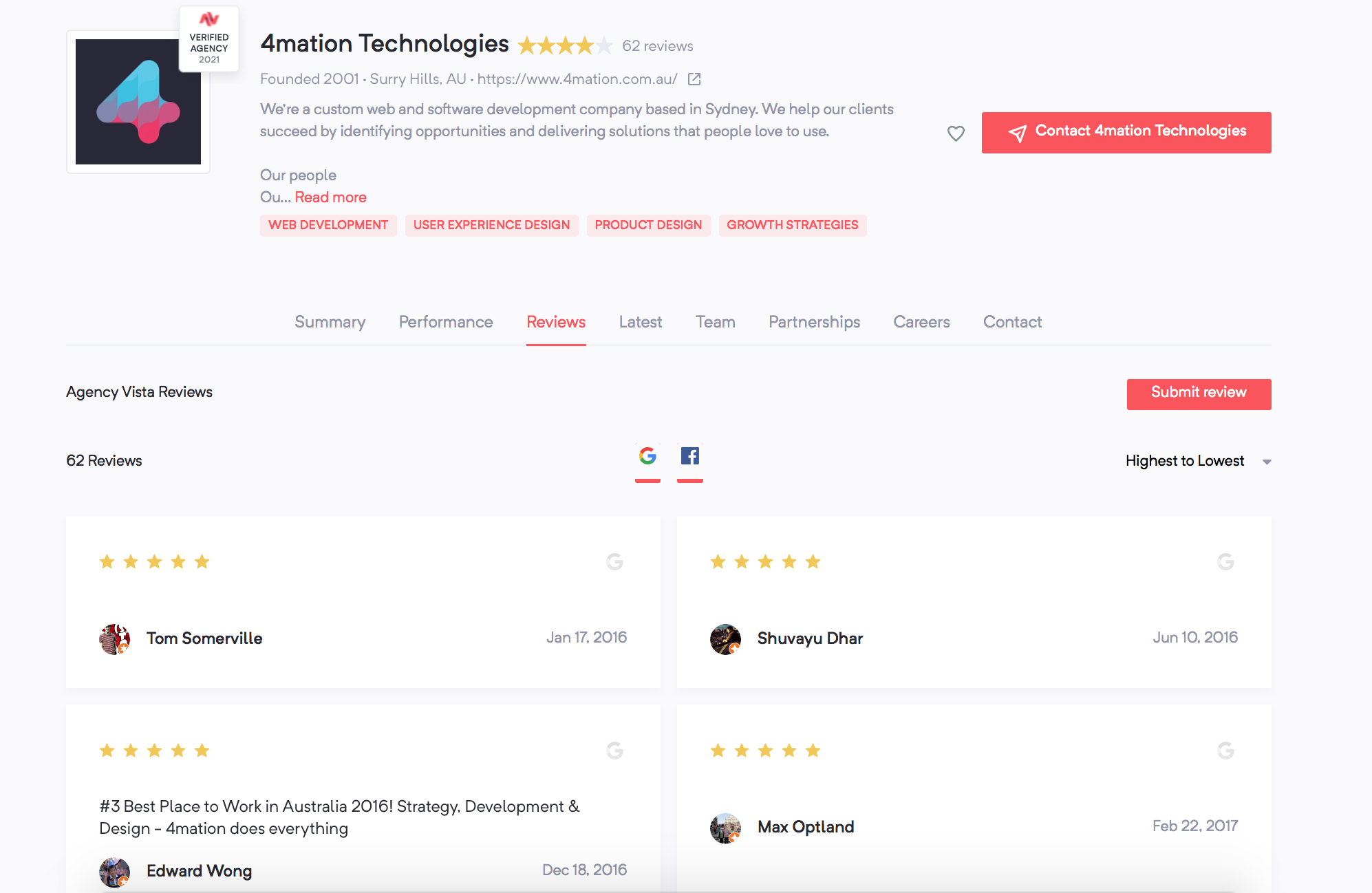 エージェンシービスタ| 4mation Technologies |レビュー