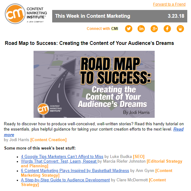 Meilleure newsletter de marketing numérique | Institut de marketing de contenu