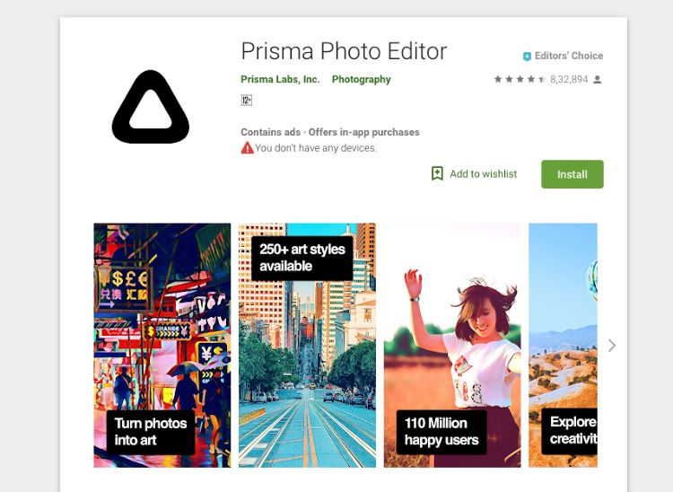 تطبيق محرر الصور Prisma Prisma Photo Editor App