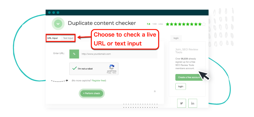 Comprobador de contenido duplicado por SEO Review Tools