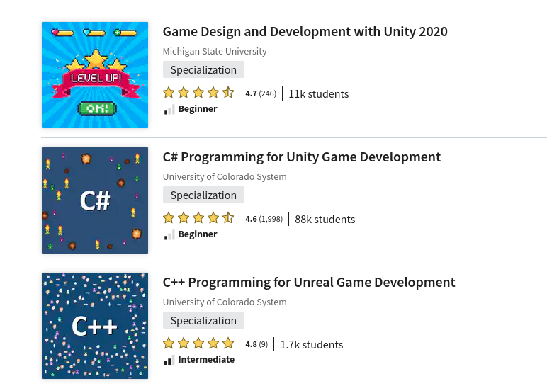 Coursera หลักสูตรวิดีโอเกม