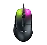 Mouse Gaming PC ROCCAT Kone Pro, Desain Ergonomis Ringan, Optik Titan Switch, Pencahayaan AIMO RGB, Mouse Komputer Berkabel Superlight, Roda Gulir Titan, Cangkang Sarang Lebah, DPI 19K, Hitam