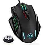 Redragon M908 Dampak RGB LED MMO Mouse dengan Tombol Samping Mouse Gaming Berkabel Optik dengan 12.400 DPI, Presisi Tinggi, 20 Tombol Mouse yang Dapat Diprogram
