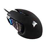 Corsair Scimitar RGB Elite, Mouse Gaming MOBA/MMO, Hitam, LED RGB Backlit, 18000 DPI, Optik