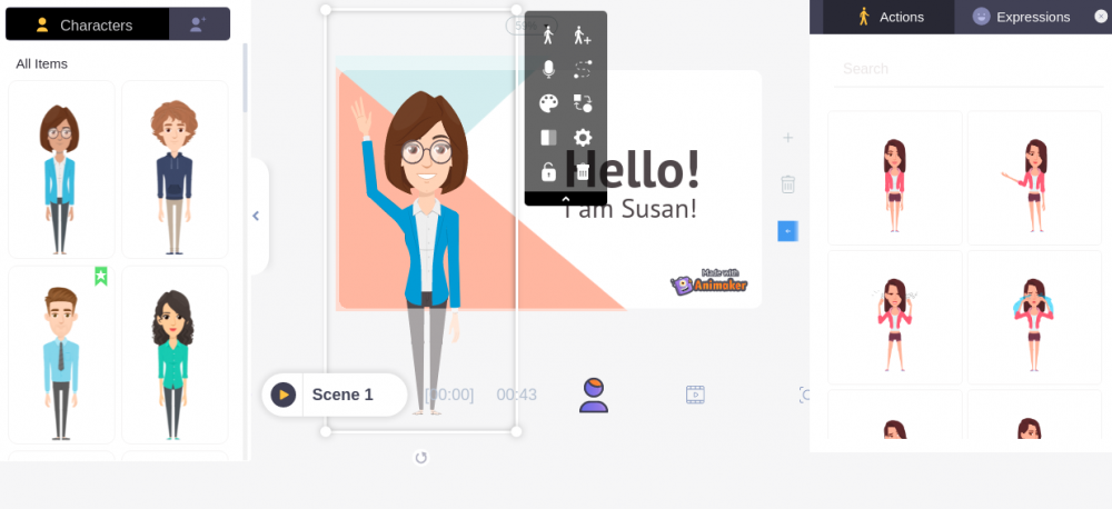 modificarea elementelor în animaker