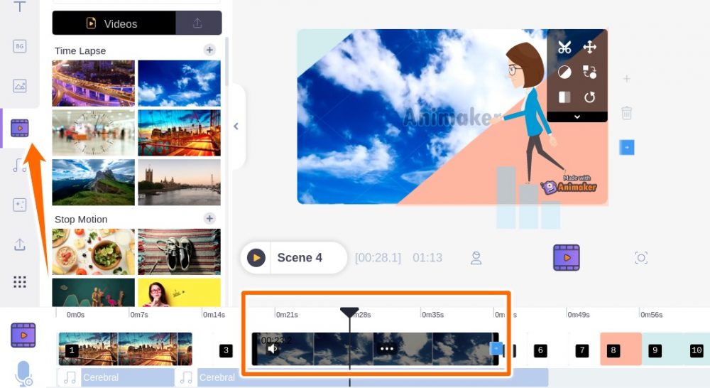 adăugare video în animaker