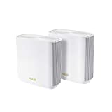 ASUS ZenWiFi AX6600 Tri-Band Mesh WiFi 6 System (XT8 2PK) — pokrycie całego domu do 5500 stóp kwadratowych i 6+ pokoi, AiMesh, dożywotnie zabezpieczenia internetowe, łatwa konfiguracja, 3 identyfikatory SSID, kontrola rodzicielska, kolor biały