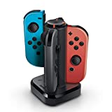 Bionik Tetra Power - Base de carregamento Nintendo Switch Joy Con (4 controles) com sistema de ajuste de cabo embutido e indicadores de status de carga de LED