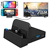 Base de TV para Nintendo Switch/Nintendo Switch OLED modelo, 4K/1080P HDMI Travel Adaptador de TV Suporte de carregamento portátil, com porta USB 3.0 extra de alta velocidade
