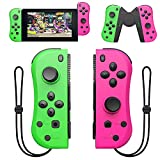 Substituição do controlador Joy Con Campatiable para Nintendo Switch - Joycon Neon esquerdo e direito com alça de pulso, alternativas para Nintendo Switch