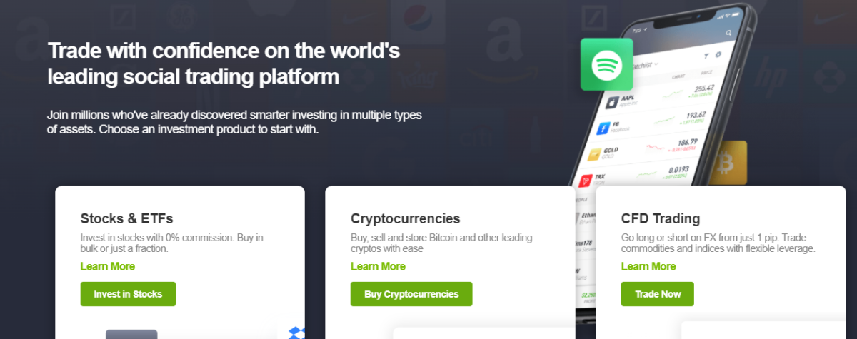 Plataforma de criptomoedas Etoro