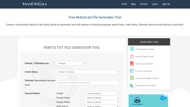 Alat Generator Robots.txt Gratis Terbaik 8 Web Nots