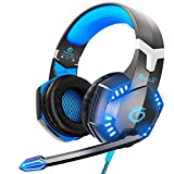 VersionTECH. G2000 Gaming Headset, Gamer Headsets für PS4 PC Xbox One PS5 Controller, Noise Cancelling Over Ear Kopfhörer mit Mikrofon, Bass Surround & LED-Leuchten für Laptop Mac PC Nintendo Switch Spiele
