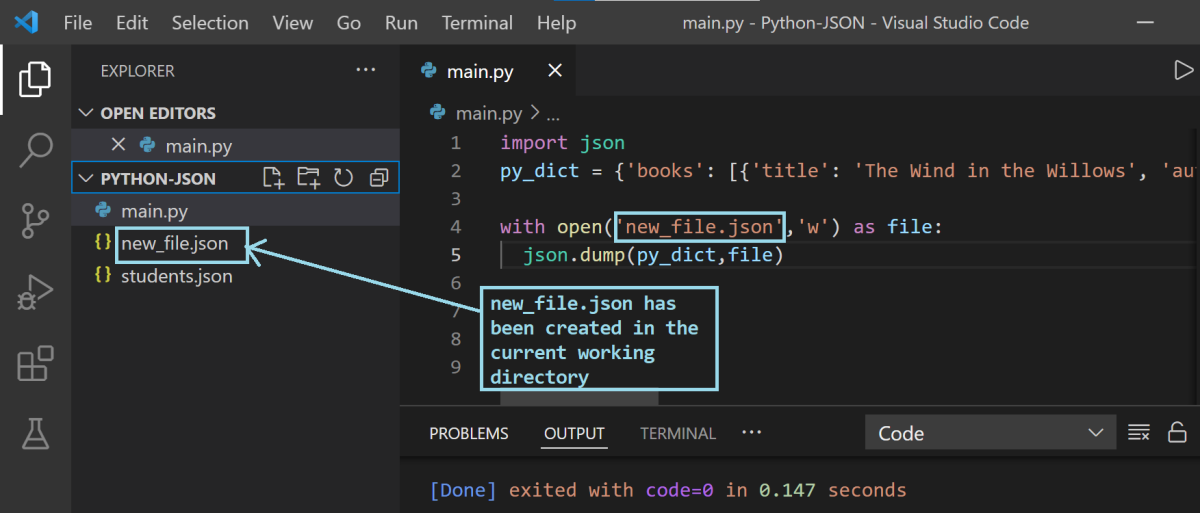 إنشاء ملف json ملف بيثون