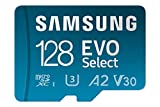 SAMSUNG EVO Select Micro SD-Memory-Card + محول ، 128 جيجا بايت microSDXC 130 ميجابايت / ثانية Full HD و 4 K UHD ، UHS-I ، U3 ، A2 ، V30 ، تخزين موسع للهواتف الذكية التي تعمل بنظام Android ، والأجهزة اللوحية ، Nintendo-Switch (MB-ME128KA / AM )