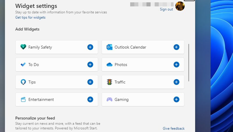 أضف أدوات جديدة في Windows 11