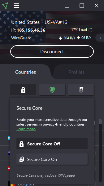 تأمين الأساسية protonvpn