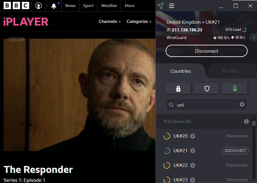 فتح protonvpn-bbc iplayer