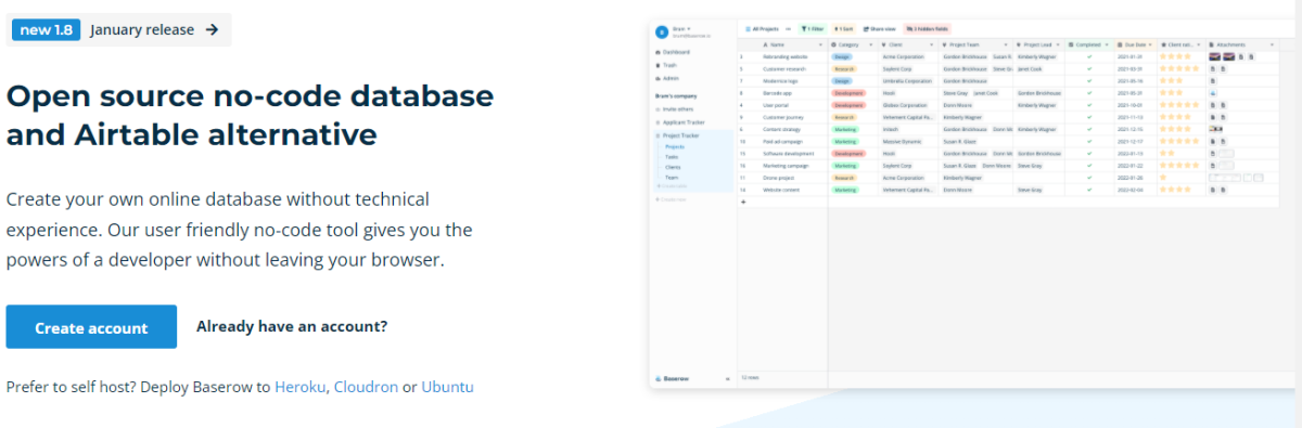 Baserow-keine Code-Airtable-Alternative
