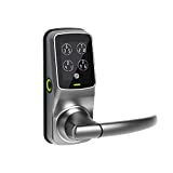 LOCKLY Secure Plus PGD628FYSN 帶把手指紋智能鎖、帶觸摸屏鍵盤的藍牙無鑰匙進入鎖、ekeys 共享、應用程序控制、緞面鎳