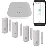 YoLink 智能家居入門套件：4 個門窗傳感器和集線器套件，兼容 Alexa、IFTTT，用於遠程監控、控制和警報的應用程序，門仍然打開（門左開）警報